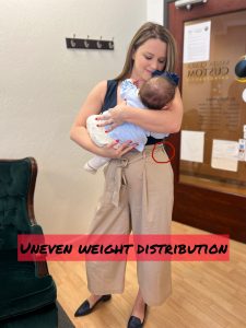 uneven weight distribution while carrying a baby can lead to pain