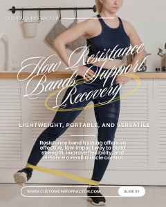 Woman performing a resistance band leg exercise at home, demonstrating lower-body strength training with a yellow resistance band around her ankles.
